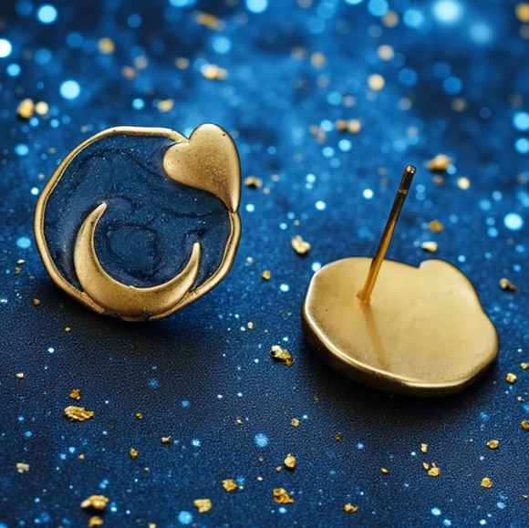 🆕️ Celestial Sun & Moon Enamel Earrings | 925 Silver Posts | Vintage Style 🌞🌙 - Picture 7 of 11